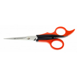 MIZUKA Ножницы парикмахерские прямые 5.5" черная+красная пластиковая ручка