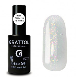 Grattol Базовое каучуковое камуфлирующее покрытие с шиммером Rubber base glitter №10, 9 мл