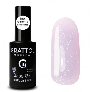 Grattol Базовое каучуковое камуфлирующее покрытие с шиммером Rubber base glitter №12, 9 мл