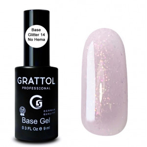 Grattol Базовое каучуковое камуфлирующее покрытие с шиммером Rubber base glitter №14, 9 мл