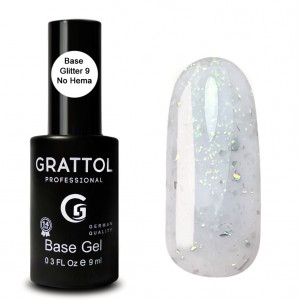 Grattol Базовое каучуковое камуфлирующее покрытие с шиммером Rubber base glitter №09, 9 мл