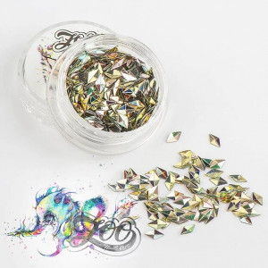 ZOO Nail Art Чешуя дракона 3D ромбики зеленая голография 4мм