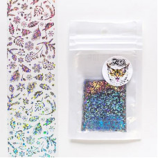 ZOO Nail Art Фольга переводная  4*50 см новогодняя прозрачная серебро 1452